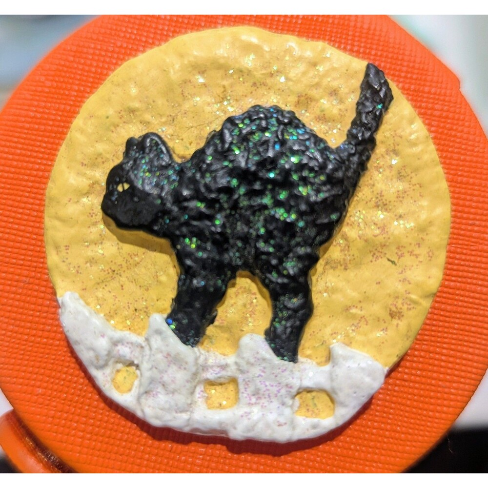 Vtg 1998 Enesco Broomsnickle Black Cat Pin Brooch Linda Lindquist Baldwin 452114